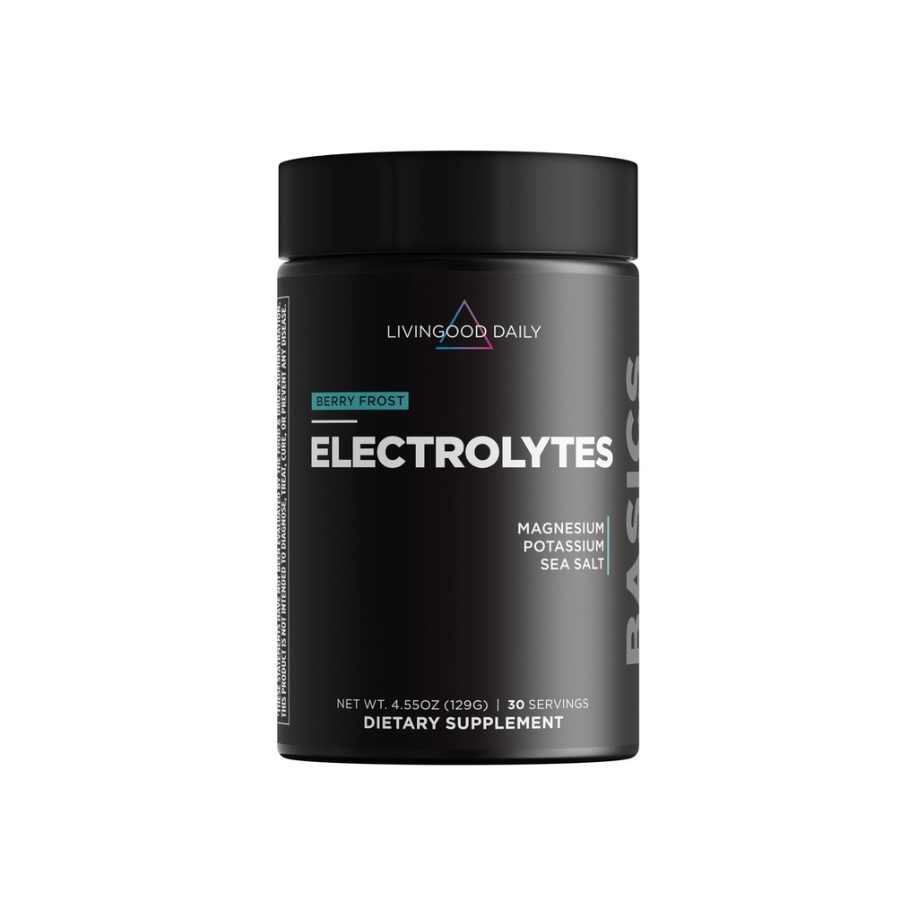 Livingood Daily Electrolytes Powder, Elektrolitski Hidracijski Drink Mešamo z vitaminom C, Magnezij, Taurin & Morska sol, Elektrolitski dodatek za energijo in hidracijo, Keto, Berry Frost Flavor, 30 Srvgs