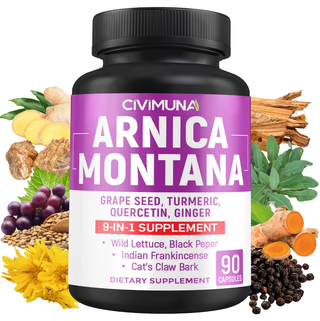 Arnica Kapsule z Arnico, grozdnim semenom, kurkuma in več - 90 Kapsule za 3 mesece