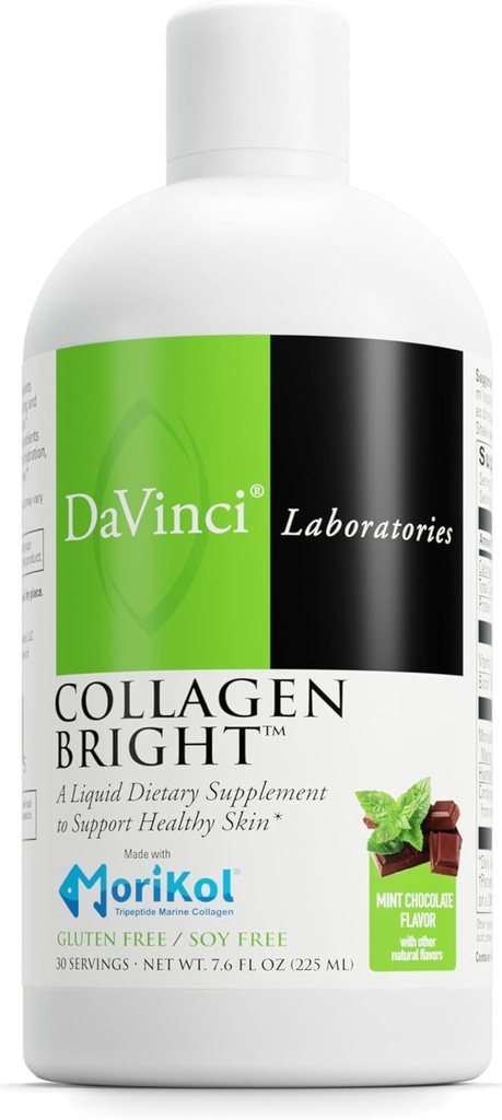 DAVINCI Laboratories - Collagen Bright - Tekoči prehranski dodatek za podporo zdrave kože - Gluten prost, sojine proste - metin čokolada - 30 Serving, 7,6 Fl Oz