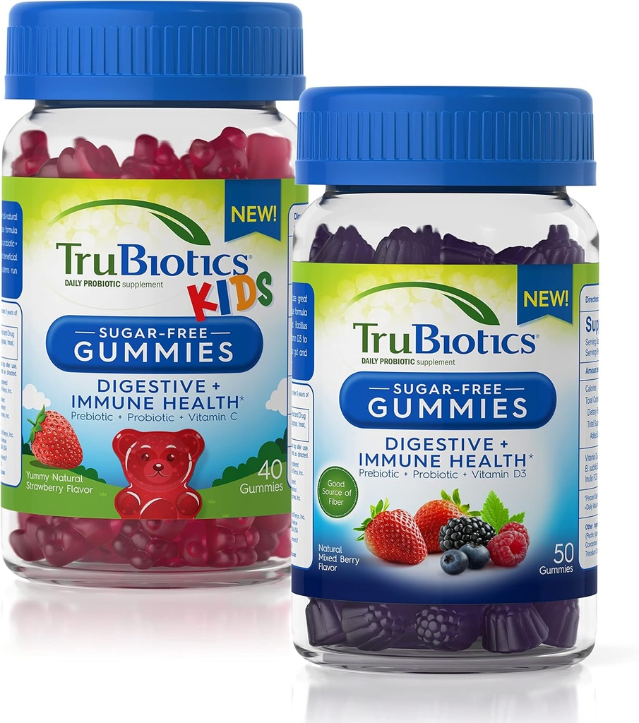 TruBiotics brez sladkorja Gumiji za prebavne + Imunsko zdravje za odrasle in otroke