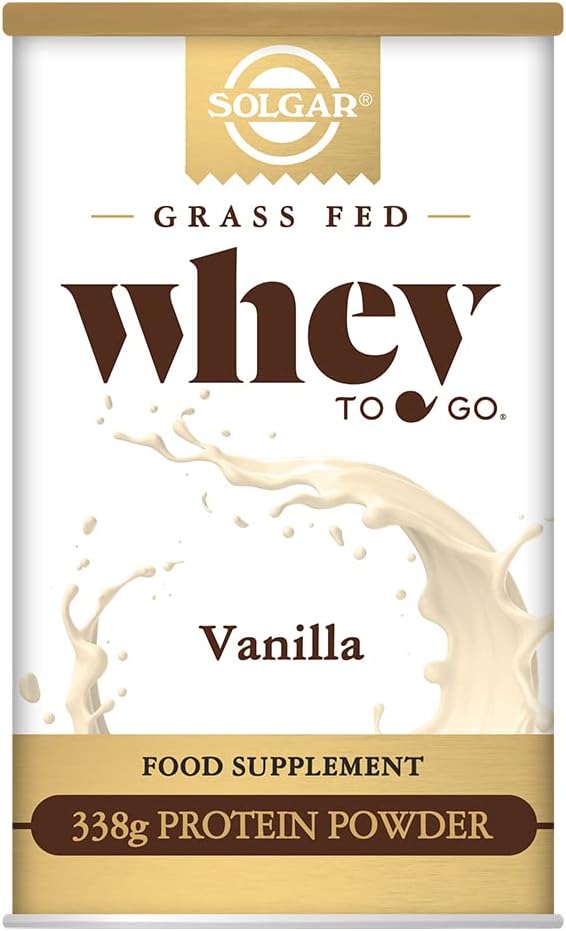Solgar Grass Fed Whey to Go Protein Powder Vanilla, 11,9 oz - 20g Grass-Fed Protein iz novozelandskih krav - Great Degusting & Mixes enostavno - Podpira moč in okrevanje - 13 obrokov