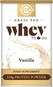 Solgar Grass Fed Whey to Go Protein Powder Vanilla, 11,9 oz - 20g Grass-Fed Protein iz novozelandskih krav - Great Degusting & Mixes enostavno - Podpira moč in okrevanje - 13 obrokov