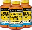 Mason Natural Calcium Magnezij & cink, 300,Day Supply, Podpira normalno zdravje kosti in imunski sistem ojačevalec, 3 pakiranje