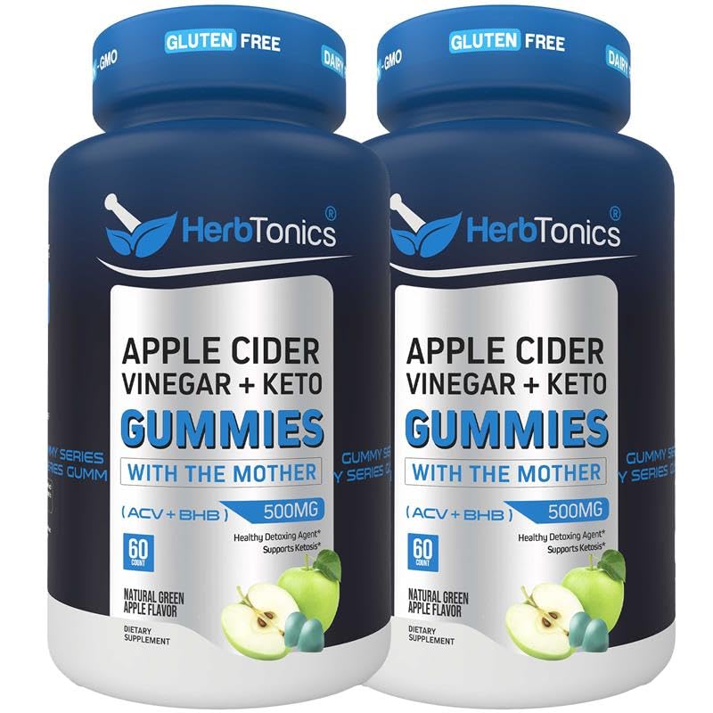 Herbotonics Keto Apple Cider Vinegar Gumies - Podpora za prebavljanje in razstrupljanje - Sugar Free BHB Napredna formula za Keto Support - Raw ACV z Mati - 120 Vegan ACV Gumies