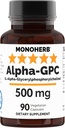 MONOHERB alfa-GPC 500 mg - 90 veganskih kapsul, nootropičnih za podporo možganov, fokus, spomin, motivacijo in energijo