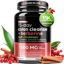 Napredno ketogensko čiščenje kolonije z Berberine 1500mg – 15 dan Parazite Detox za moške in ženske – Dodatna moč Formula s Senna List za hitro zaprtje Relief, Gut Health & Bloating zmanjšanje