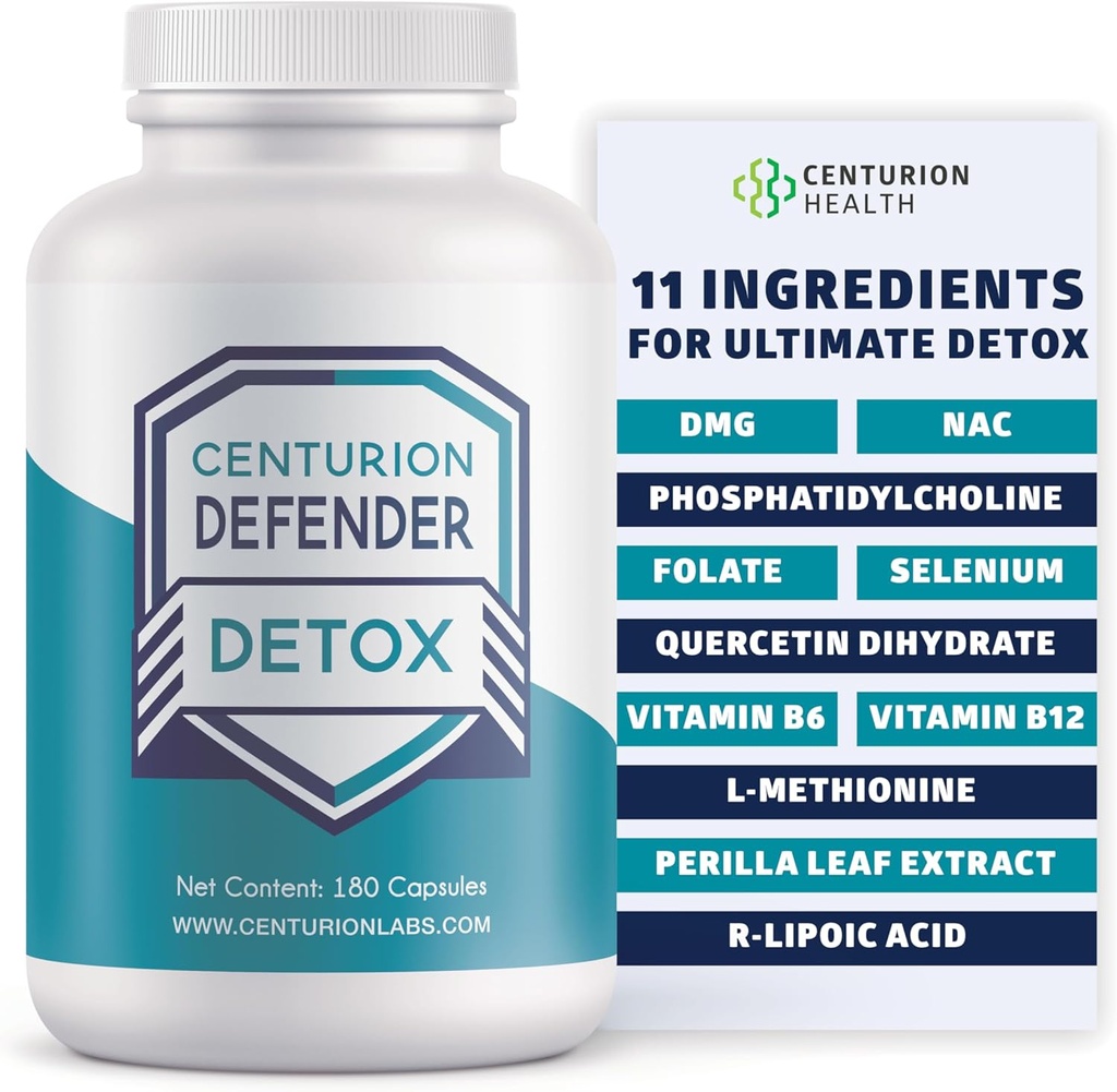 Centurion Detox Detox, Jetrna čistila Detox in popravila dodatek s fosfatidilholin, Vitamin B6, Folat, L-metionin in R-lipojska kislina, 180 Caps