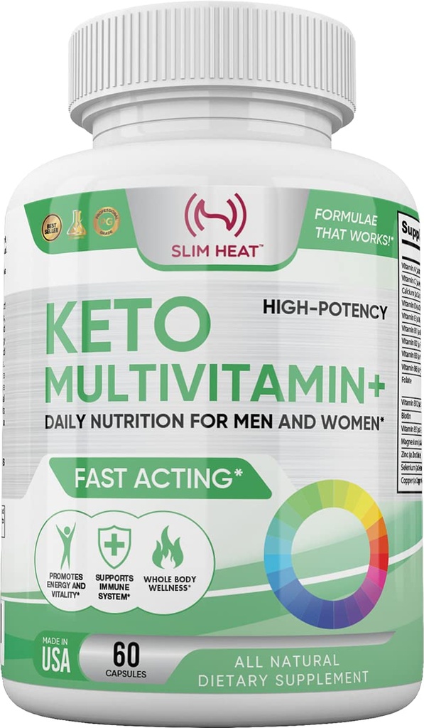 Keto multivitamin za ženske in moške - 35 Močne, čiste sestavine - Vitamin C, Vitamin D, Vitamin A, Vitamin E in cink za imuno podporo - Ne GSO, Gluten brez sladkorja, Vse naravne - 30 dan