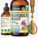 BIO KRAUTER Burdock Root Tinkture - Antioksidant podpora Tekoči dodatek - Burdock korenski ekstrakt - Alkohol in sladkor brez - Veganske kapljice 4 Fl.Oz.