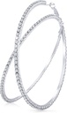 Velika Rhinestone Hoop uhani bleščeč kristal Rhinestone Dangle Big Hoop uhani za ženske Poročna zabava favor, 80 mm