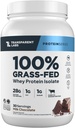 Prozorni laboratoriji Grass-Fed Whey Protein Isolate - naravno arome, Gluten Free Whey Protein Powder z 28g beljakovin na Serving & 9 aminokislin - 30 Serving, mlečna čokolada