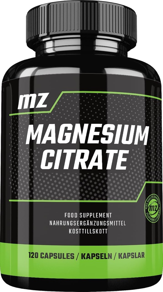Magnezijev citrat 120mg + vitamin B6 (P-5-P) 3mg, 120 Veganskih kapsul, 4 Meseci zaloga, organska oblika magnezija - podpora kosti moč in živčevje - z MZ