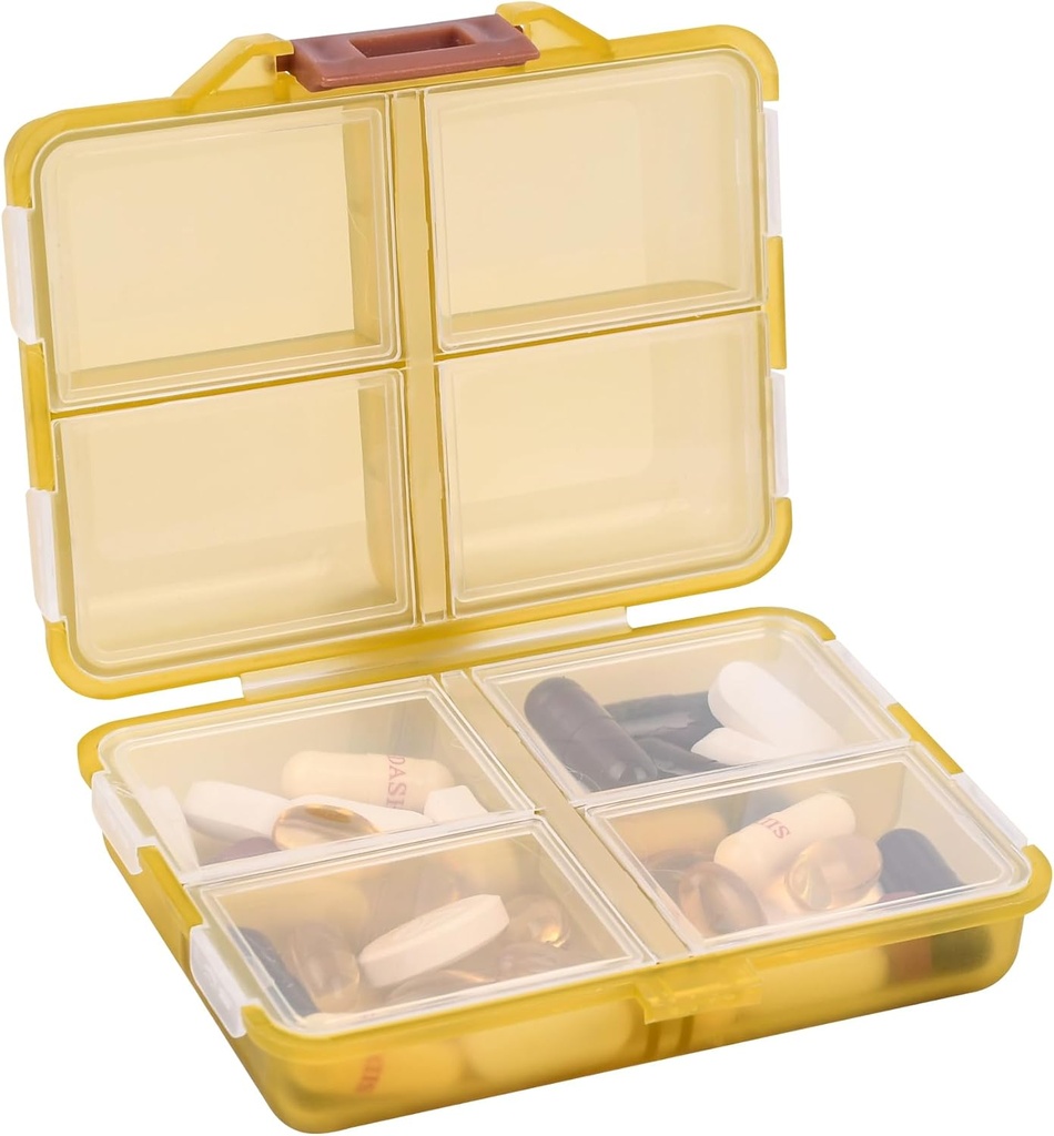 Potovalne tablete Organizator majhne 8 Mreže Kompartmenti Tablete Holder Box - Prenosna Medicine Container Case - Vsakodnevno zdravilo Organizator