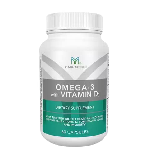 Mannatech Omega-3 z vitaminom D3 za kosti, zdravje srca in kognitivno podporo, Iz čistega ribjega olja