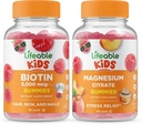 Življenjski Biotin Otroci + Magnezijev Citrat Otroci, Gummies Bundle - odličen degustacija, Vitamin dopolnilo, Gluten brezplačno, GSO brezplačno, Žvečljivi Gummy
