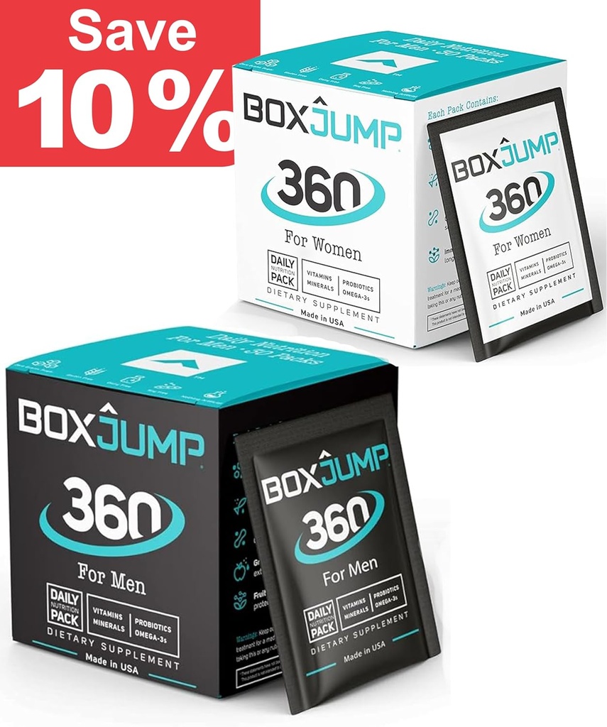 BoxJump Daily Multivitamin za ženske in moške paket 2 - Eterični minerali in vitamini za moške in ženske - povečanje energije, imunske podpore, povečanje vzdržljivosti - vitamin D, C, A, E, B12+ 30 dan vitaminski paketi