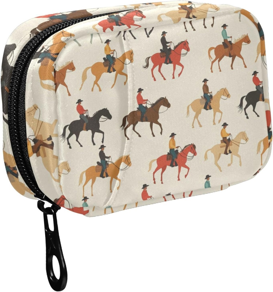 Fustylead Barvita Western Cowboy Riding Horse Organizator za zapornice, tedenski prenos tablet Škatla z Zipper za shranjevanje vitaminov Ribja olja Zdravila Dopolnila