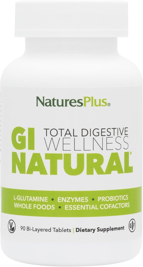 Nature Plus GO Natural Prebavni Wellness - 90 Bi-Layered tablete, Pack 3 - z L-glutamin, probiotiki, Prebiotiki in encimi - Gluten Free - 90 Total Servings