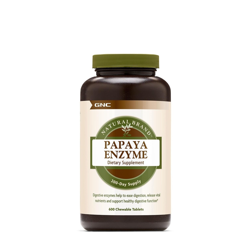 GNC Natural Brand Papaya Enzyme, Podpira zdravo Prebavne funkcije, 600 tablet