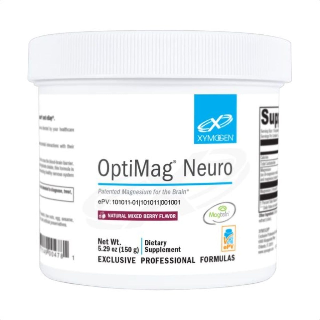 XYMOGEN OptiMag Neuro - kelirani magnezijev prašek - z magnezijevim glicinatom in L-treonatom - Podpora zdravju možganov in relaksaciji - mešana jagoda (60 servacij)
