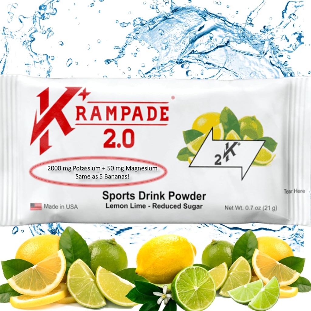 Krampade Kalijev magnezijev dodatek Elektroliti v prahu - 50 mg Mag + 2000 mg K, >2X Več kot kokosova voda 