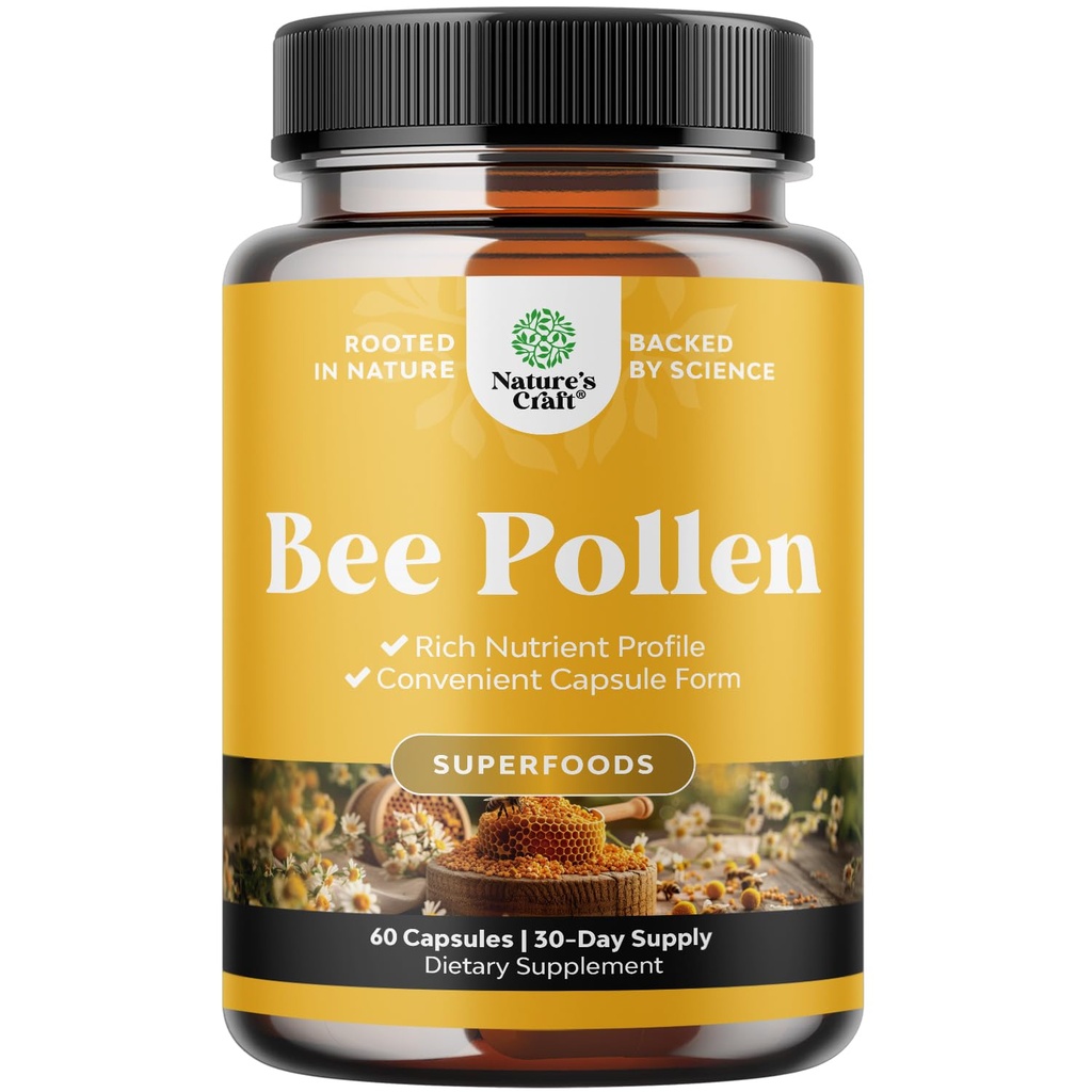Čebelji pelete tablete za rast dojk 60 Ct - Bee Pollen dodatek 1000mg Serviranje z naravno pojavljanje B Vitamini Minerali in encimi - Podpora prsi dodatek - Vegetarijanski ne-GMO & Gluten brezplačno