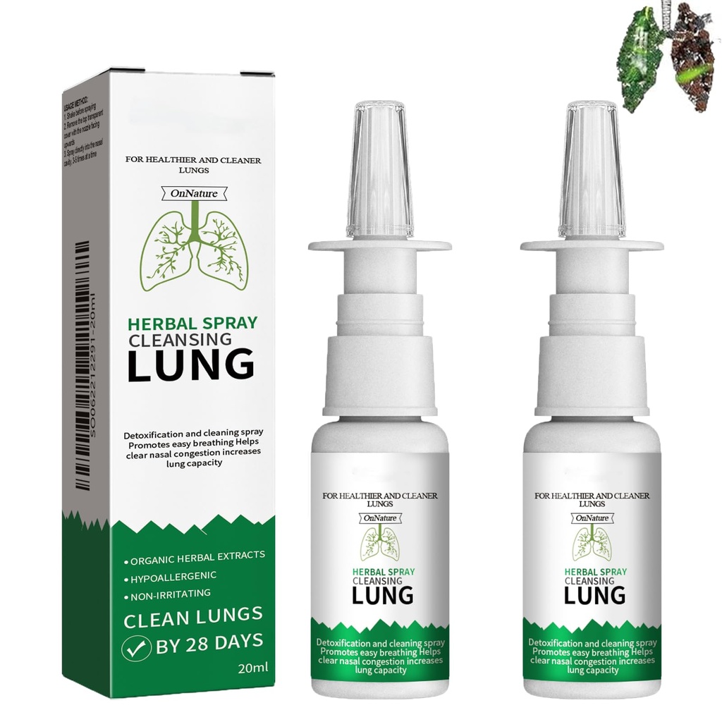 Nova nadgradnja organski zeliščni Lung čistilni razpršilec za čiščenje, Onnature Herbal Spray čiščenje Lung,Lung čiščenje Spray Podpora za Lung Detox za kadilce(2PCS)
