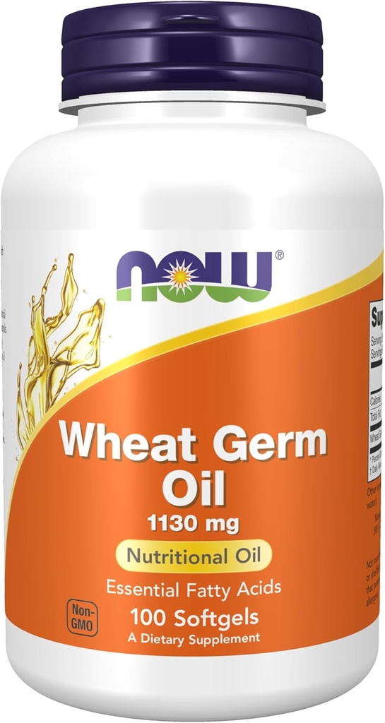 NOW Foods Supplements, Wheat Germ Oil 1,130 mg z Essential Maščobne kisline (EFAs), Prehransko olje, 100 Softgels