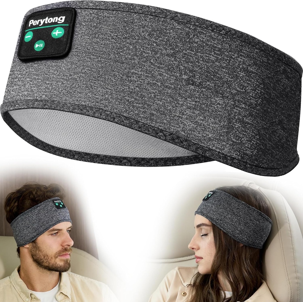 Perytong Sleep Headband - Bluetooth Sleep slušalke za stranske spalce - Slušalke za spanje Udobni naglavni trak s tankim zvočnikom Darilne ideje za ženske moške