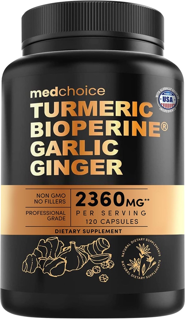 4-v-1 Kurkuma in česen dopolnila z BioPerine – 2360mg Kurkuma ingver Root kapsule s česen – visoko potencialna zeliščna mešanica (120 ct)