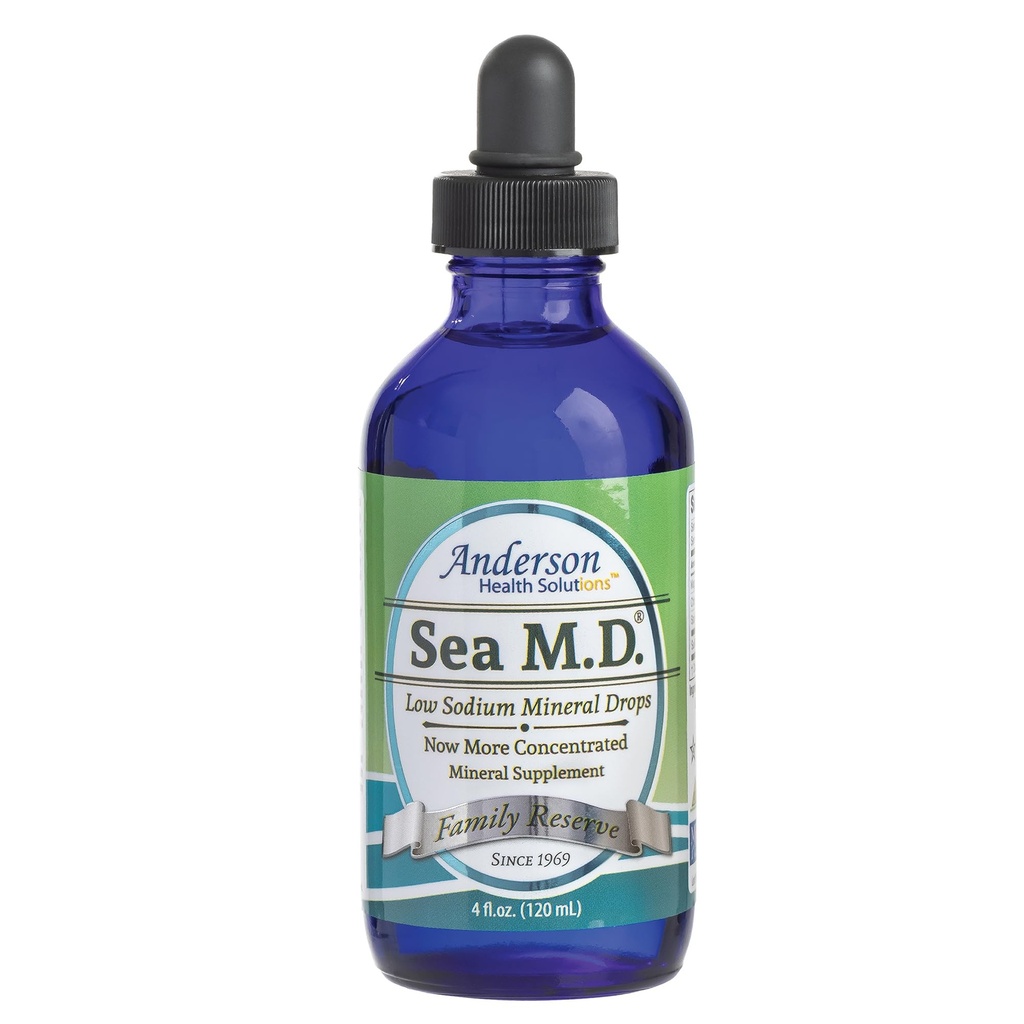 Anderson Sea M.D. Koncentrirana sled mineralne kapljice, jonski elektrolit Magnezij dopolnilo, tekoči magnezij, enostavno za uporabo, 4 fl oz, 60 Serving v stekleni steklenici