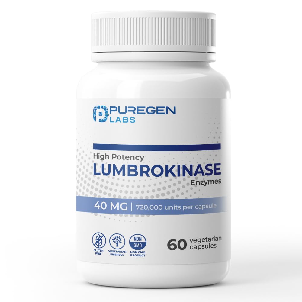 Puregen Labs Lumbrokinase 40 mg na kapsulo Visoko močan dodatek 