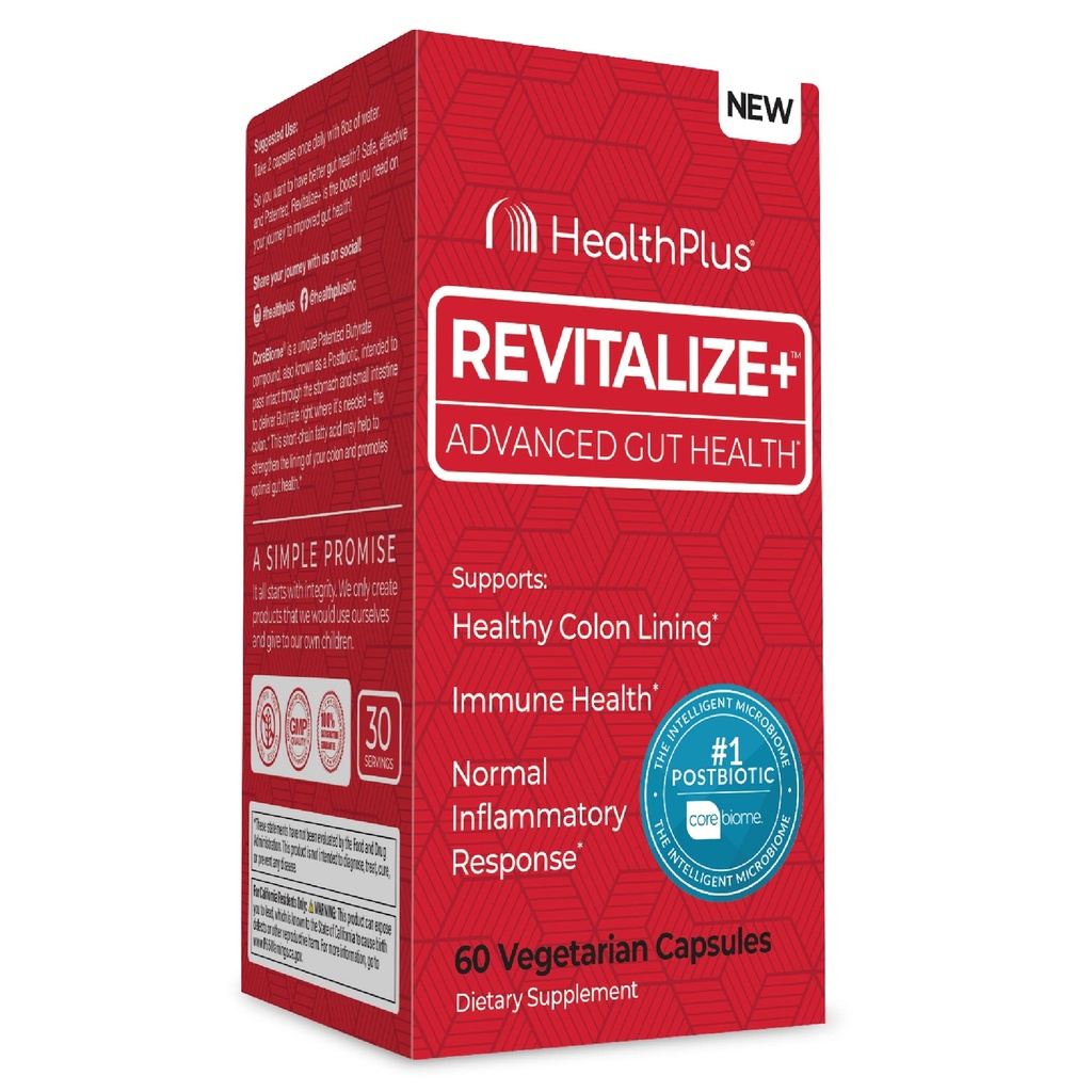 Zdravje Plus Revitalize+ Corebiome Tributirin Postbiotiki za popolno prebavno zdravje, Leaky Gut, Colon 