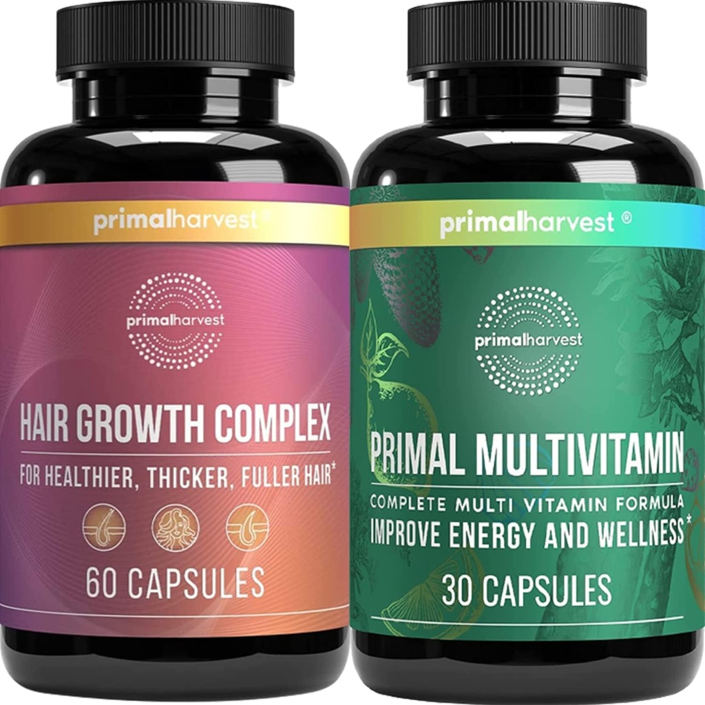 Primal žetev rast las in multivitaminski dodatki za ženske in moške multi vitaminske kapsule in rast las kompleksne tablete paket
