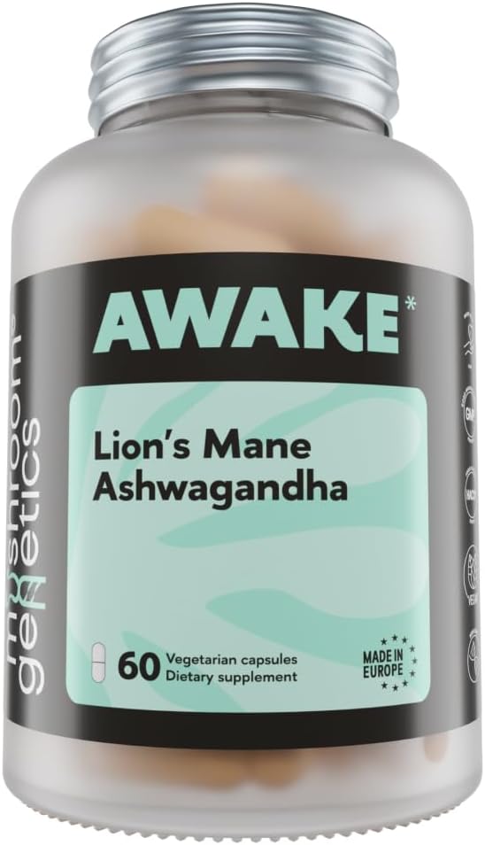 Goveja genetika Levi Mane & Ashwagandha dopolnilne kapsule - nootropna goba za možgane, spomin in stres Relief 