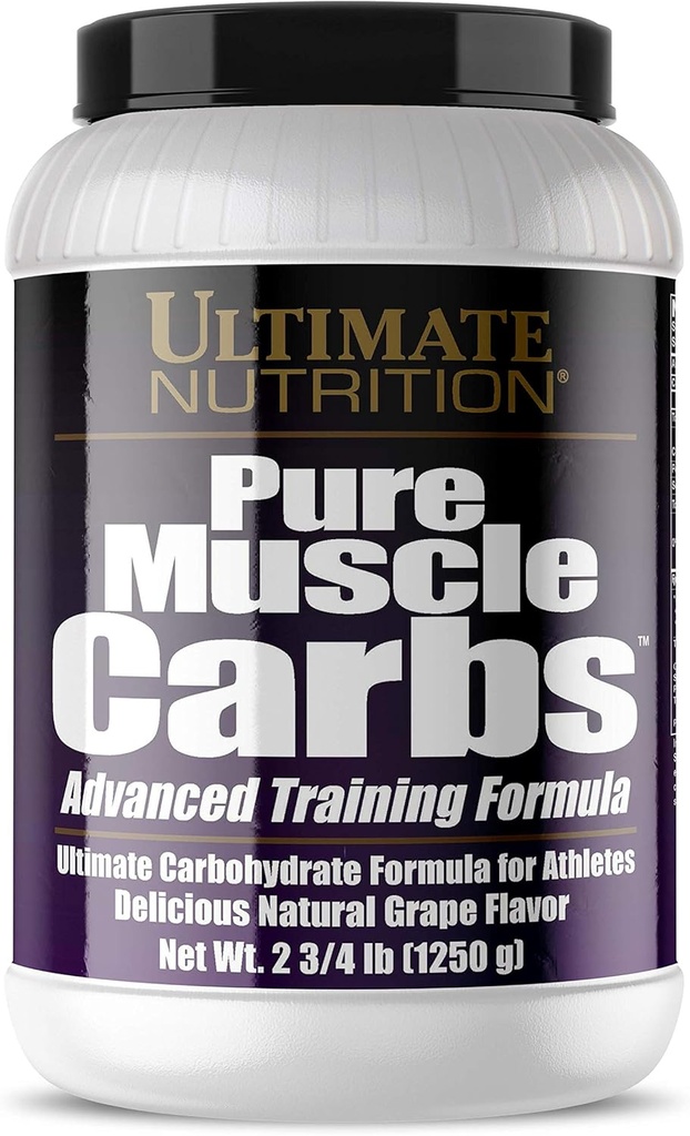 Ultimate Nutrition Pure Muscle Carbs - Kompleksni ogljikovi hidrati v prahu za trajno energijo - brez maščob, brez holesterola - Kalorija za mišice Gainers in športniki, Grozdje, 2.75 Pounds