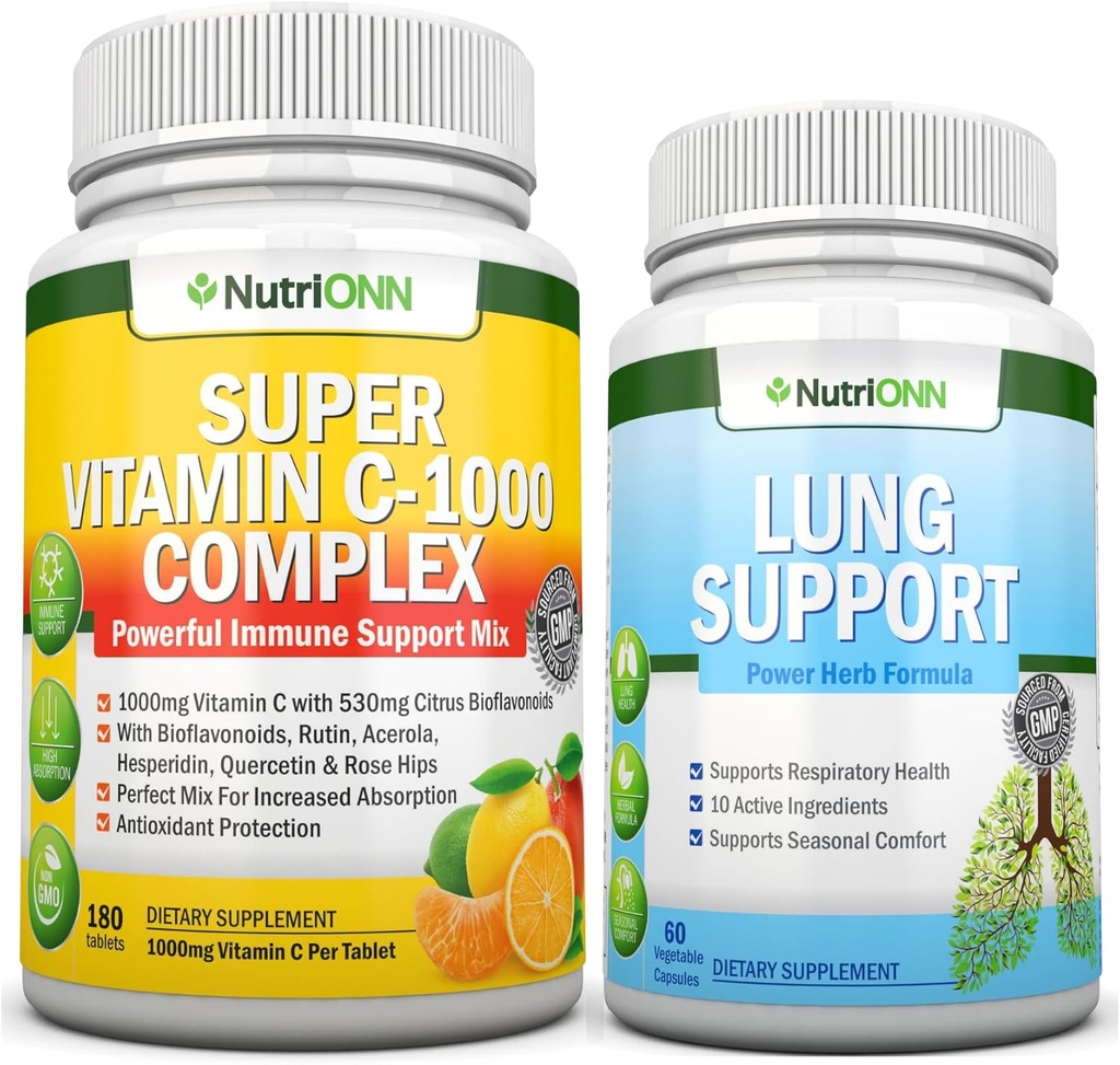 Super Vitamin C kompleksne tablete in pljučne podporne kapsule Combo - ciljna podpora za zdravje pljuč