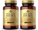 Solgar Folat 1000 mcg - 120 tablet, 2 pakiranji - 1000 mcg Bioactive Metafolin - Vegan, brez glutena, brez mleka, Košir - 240 skupaj