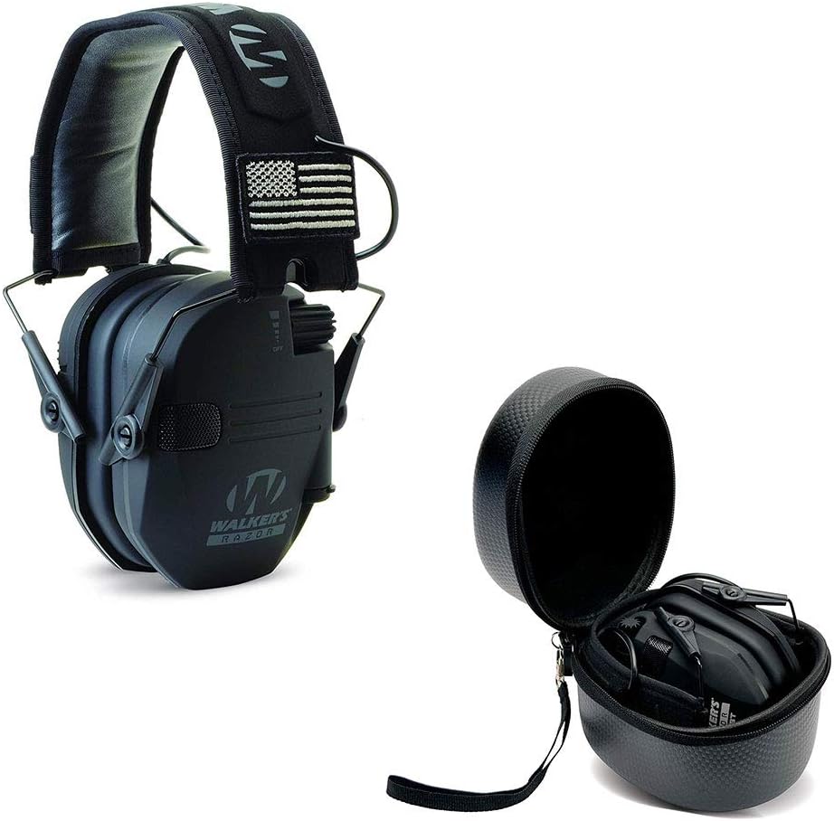 Walker's Razor Slim Electronic Shooting sluh zaščita Muff (zvočna amplifikacija in supresija) z zaščitno ohišje