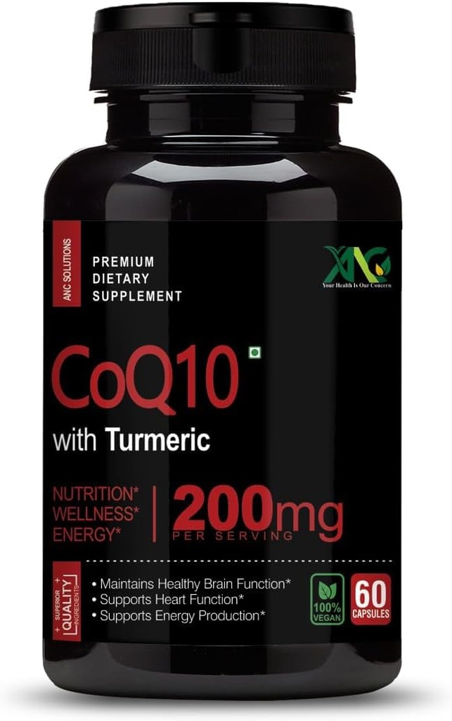 Generična viva visoka absorpcija CoQ10 s kurkuma - antioksidant Prehranske dopolnila, zdravje srca in zdravo delovanje možganov - Ubikinol za zdravje mitohondrijev - 200mg 60 kapsule
