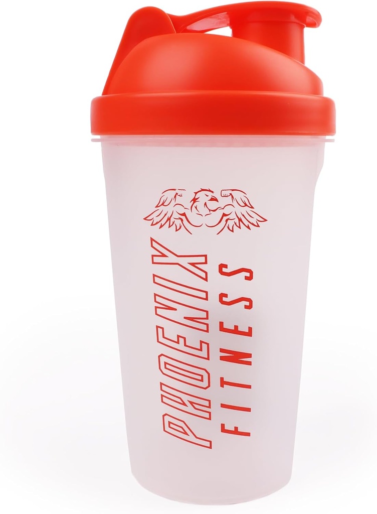 Phoenix Fitness Protein Shaker steklenička - 500ml Leakproof Steklenica z vijačenje Top Lid in Mesh Grid - Pomivalni stroj Safe BPA Brezplačni športi in fitnes steklenica - Oranžna