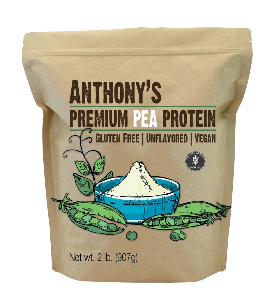 Anthony's Premium Pea Protein, 2 lb, na osnovi rastlin, brez glutena, brez arome, Vegan, Keto prijazno, izdelan iz graha