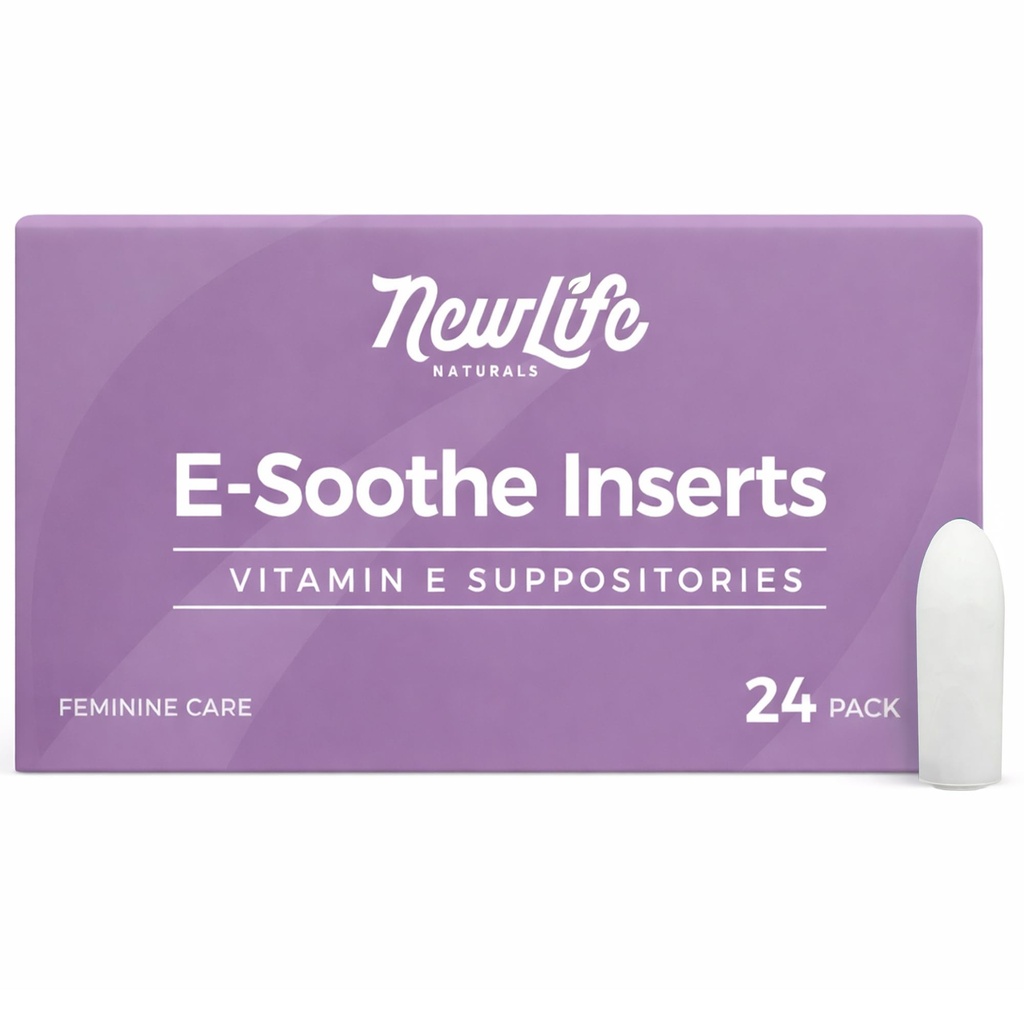 NewLife Naturals Vitamin E Suppositories 38IU - Vaginalna suhost Draženje Menopause Atrofija Relief - Vse naravne Estrogen Free Feminine Care - 24 Vstavi