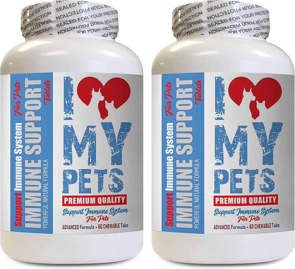 LJUBIM MOJE PETS LLC Dog Skin Supplements - PET Imunska podpora - Psi in mačke - Booster - zdravo - Kurjo kurjo polt za pse z alergijami - 120 Zdravljenja (2 steklenici)