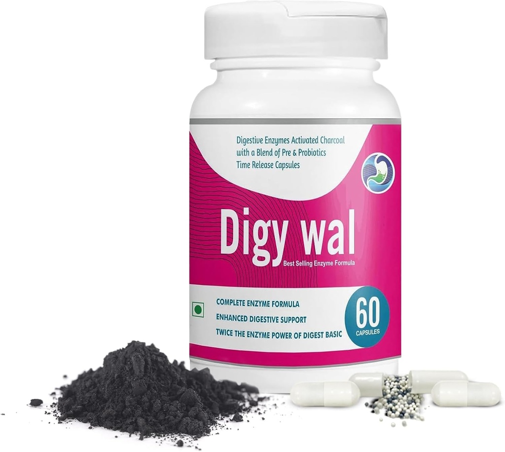 Prebavne Enzyme kapsule (60 Count) - Aktivirani Charcoal Digestive Encimi s probiotiki in prebiotiki - Imuniteta dodatek za digestivno zdravje - Probiotične kapsule za izboljšano energijo in razpoloženje
