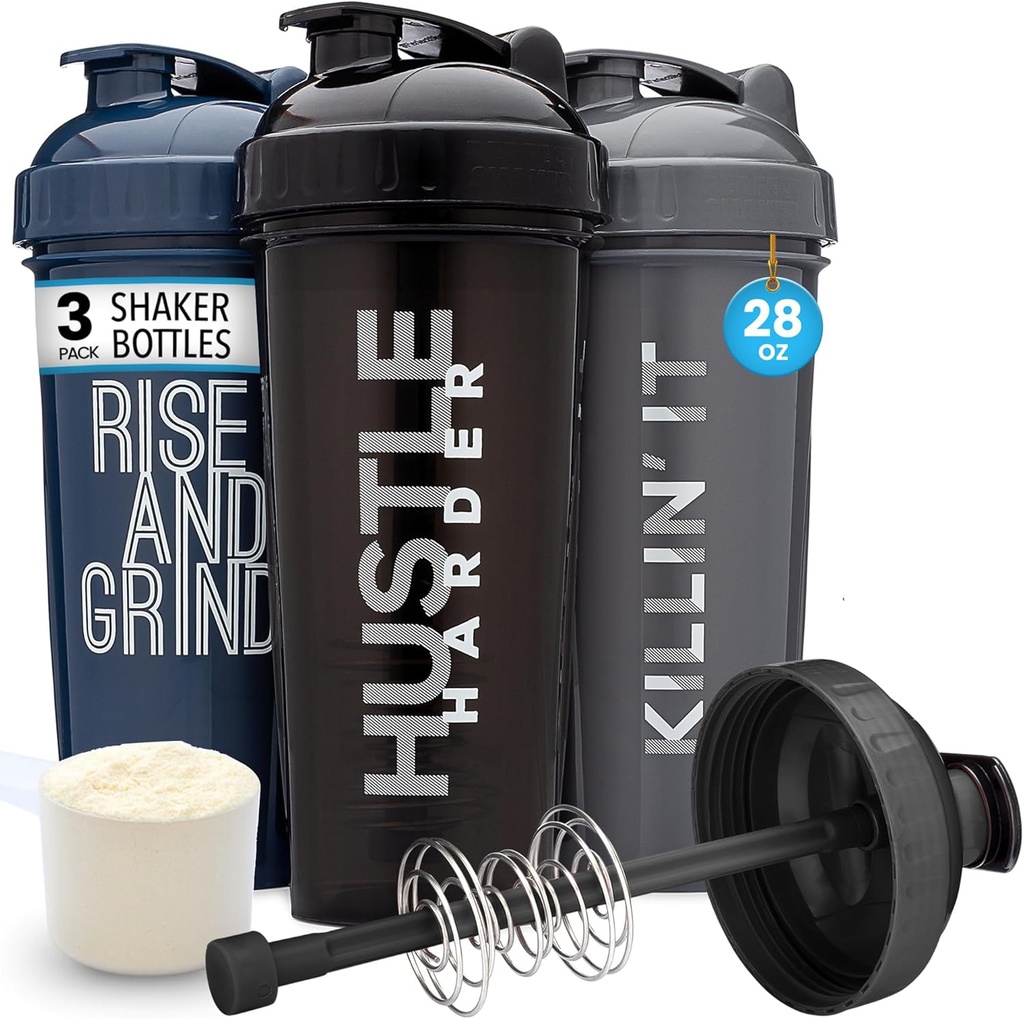 GOMOYO [3-Pack] 28-Ounce Shaker steklenica z Act-Rod mešalnik 