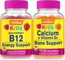 WellYeah Vitamin B12 Otroci + Kalcij + Vitamin D3 Otroci, Gummies Bundle - odličen okus, Vitamin dopolnilo, Gluten brezplačno, GSO brezplačno, Žvečljivi Gummy