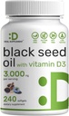 DEAL DOPOLNILO Črno seme olje, 240 Softgels – Cold-Presed Nigella Sativa, Seveda Occurring Thymokinon (TQ) – Non-GMO, No Gluten – Black Cumin Semed tekoče kapsule z vitaminom D3
