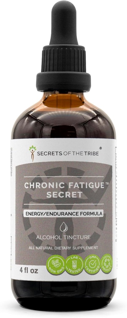 Skrivnosti Tribe - Skrivnost kronične utrujenosti, Zeliščni dodatek Mešanica kapljice alkohol tekoči ekstrakt, Energija / Endurance Formula (4 fl oz)