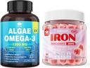 Vegansko železo Gumies & rastlin na osnovi Algae Omega 3 1200mg dodatek